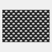 Feuille De Papier Cadeau Citrouille noir et blanc mignon Motif Halloween (Devant 3)