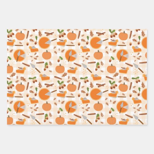 Feuille De Papier Cadeau Citrouille Pie Automne Motif d'automne (Devant)