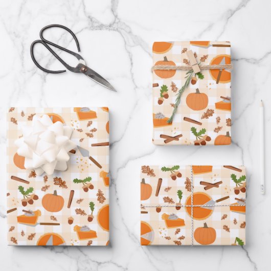 Feuille De Papier Cadeau Citrouille Pie Automne Motif d'automne (Recto)