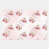 Feuille De Papier Cadeau Citrouille rose automne Pampas Baby shower fille e (Devant 3)