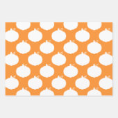 Feuille De Papier Cadeau Citrouille Silhouette Motif Orange Blanc (Devant 3)