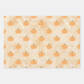 Feuille De Papier Cadeau Citrouilles aquarelle sur Orange (Devant)