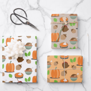 Feuille De Papier Cadeau Citrouilles de nourriture de Thanksgiving d'automn