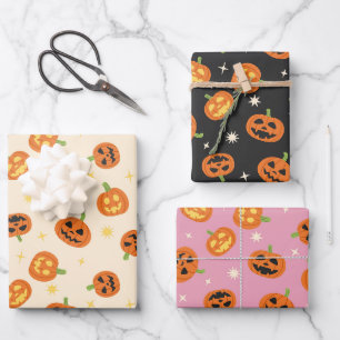 Feuille De Papier Cadeau Citrouilles d'Halloween jetées