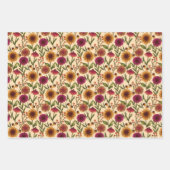 Feuille De Papier Cadeau Citrouilles, tournesols et champignons sur Crème (Devant)