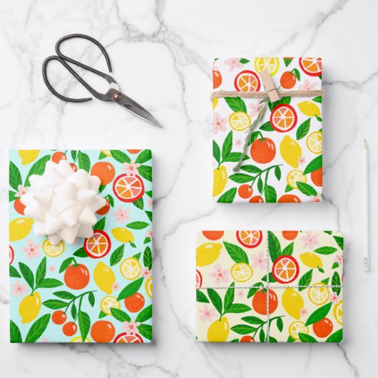 Feuille De Papier Cadeau Citrus Celebration Lovely Lemons Awesome Oranges  (Recto)