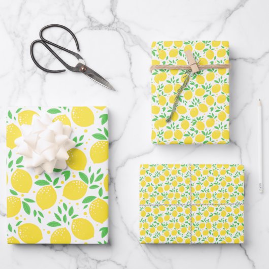 Feuille De Papier Cadeau Citrus Citrus Fruit Orchard Thème Motif (Recto)