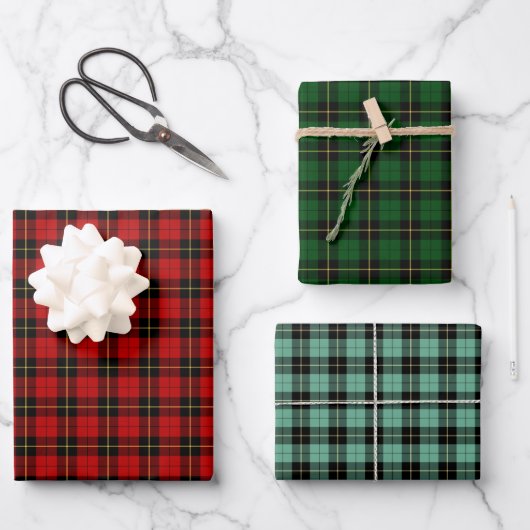 Feuille De Papier Cadeau Clan Wallace Tartan Variations (Recto)