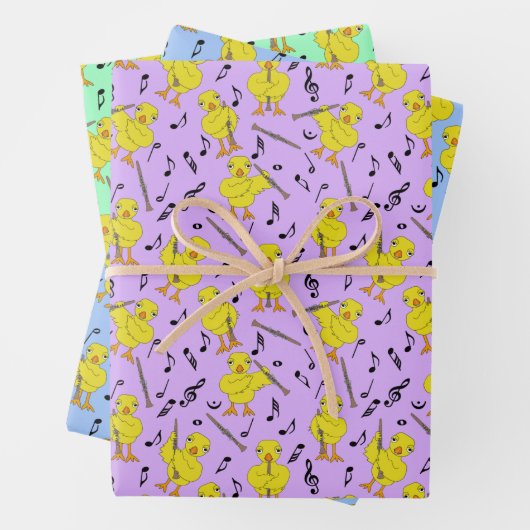 Feuille De Papier Cadeau Clarinet Chick Clarinets Notes musicales Enveloppe (En situation)