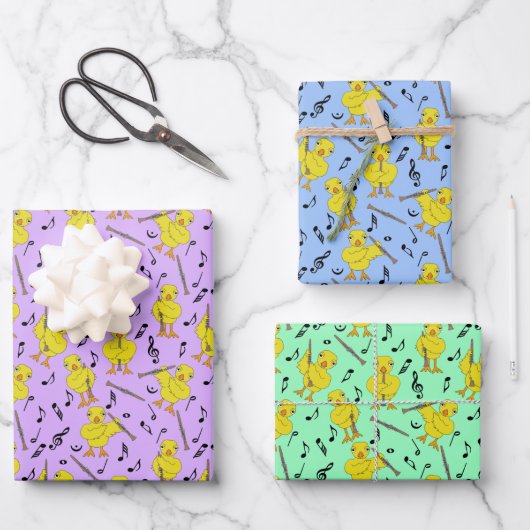 Feuille De Papier Cadeau Clarinet Chick Clarinets Notes musicales Enveloppe (Recto)