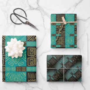 Feuille De Papier Cadeau Classé Africain Carreaux Line Motif d'art