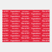 Feuille De Papier Cadeau Classe de 2024 Bright Red Félicitations Grand Nom (Devant 3)