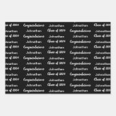Feuille De Papier Cadeau Classe de 2024 Noirs Félicitations Nom du grade (Devant 2)