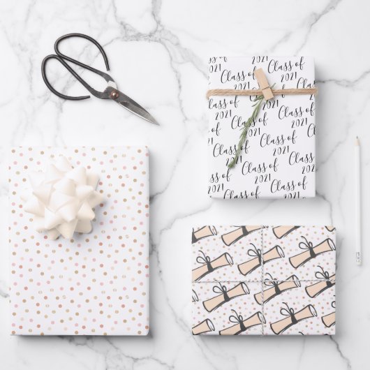 Feuille De Papier Cadeau Classe rose et or (Recto)