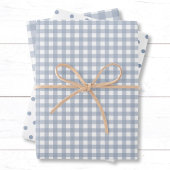 Feuille De Papier Cadeau Classic Dusty Blue En vichy Pois Motif Mix