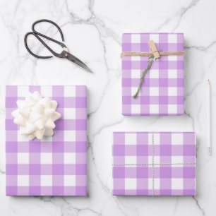 Feuille De Papier Cadeau Classic En vichy Vérifier Plaid Motif Lilac