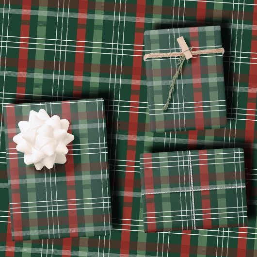Feuille De Papier Cadeau Classic Holiday Red and Green Plaid Christmas