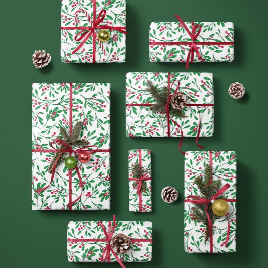 Feuille De Papier Cadeau Classic Mistletoe- Holiday Wrapping Paper Sheets
