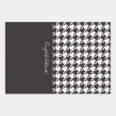 Feuille De Papier Cadeau Classic moderne noir et blanc Houndstooth (Devant 2)