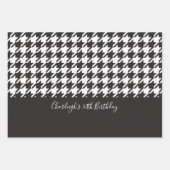 Feuille De Papier Cadeau Classic moderne noir et blanc Houndstooth (Devant)