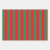 Feuille De Papier Cadeau Classic Red and Green Christmas Stripes (Devant 3)
