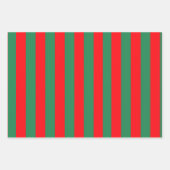 Feuille De Papier Cadeau Classic Red and Green Christmas Stripes (Devant)