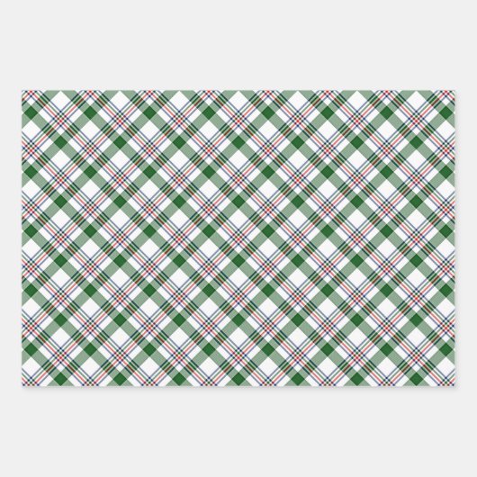 Feuille De Papier Cadeau Classic Rouge Vert Bleu Blanc Plaid Check Motif (Devant 2)