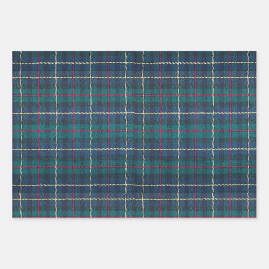 Feuille De Papier Cadeau Classic Scottish Hunter Green & Navy Clan Tartan (Devant 3)