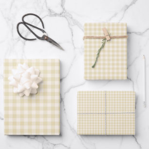 Feuille De Papier Cadeau Classique Gingham Début d'Automne Blé Doré