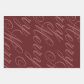 Feuille De Papier Cadeau Classique Rouge Vert Script Joyeux (Devant)