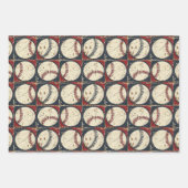 Feuille De Papier Cadeau Classiques de baseball Grunge 3 (Devant)