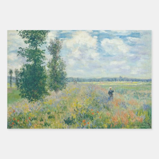 Feuille De Papier Cadeau Claude Monet - Champs de pavot près d'Argenteuil ( (Devant 2)