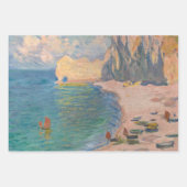 Feuille De Papier Cadeau Claude Monet - Etretat : Plage et Falaise d'Amont (Devant 3)