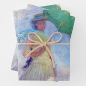 Feuille De Papier Cadeau Claude Monet - Femme avec un parasol face à droite (En situation)