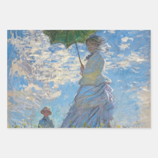 Feuille De Papier Cadeau Claude Monet - La Promenade, Femme avec un Parasol (Devant)