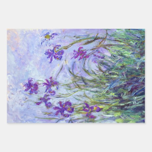 Feuille De Papier Cadeau Claude Monet - Lilac Irises / Iris Mauves (Devant)