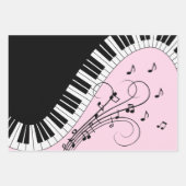 Feuille De Papier Cadeau Clavier de piano noir et blanc Design de musique r (Devant)