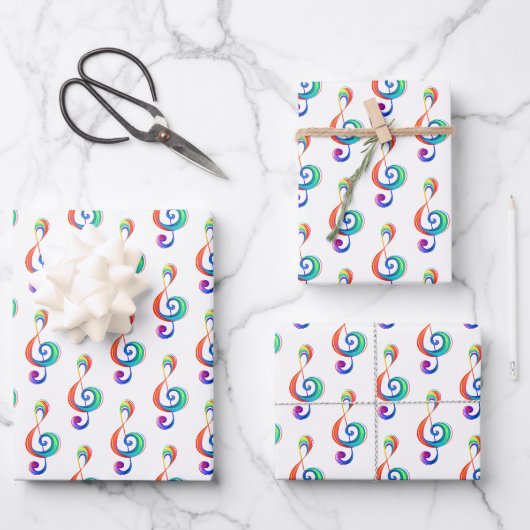 Feuille De Papier Cadeau Clé arc-en-ciel (Recto)