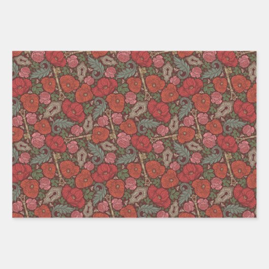 Feuille De Papier Cadeau Clé de serrure ancienne Steampunk victorien Coquel (Devant 3)