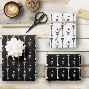 Feuille De Papier Cadeau Clé de squelette de la Chouette tribale