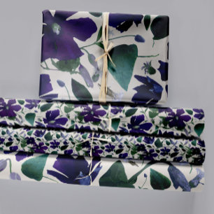 Feuille De Papier Cadeau Clematis Trio Découpage Cadeau Floral Violet