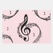 Feuille De Papier Cadeau Climacic G Clef Music Rose (Devant 2)