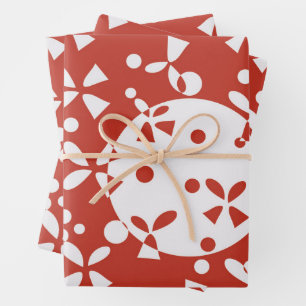 Feuille De Papier Cadeau Cloche de Noël Rouge et Blanche Motif de Fêtes