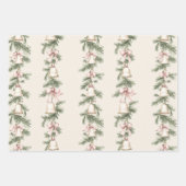 Feuille De Papier Cadeau Cloches de Noël Or Pink Trees (Devant)