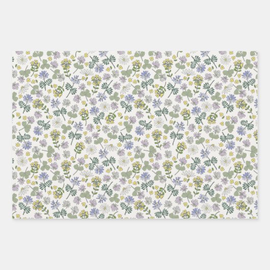 Feuille De Papier Cadeau Cloches et Fleurs sauvages (Devant)