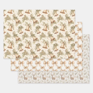 Feuille De Papier Cadeau Cloches, vaches et rennes