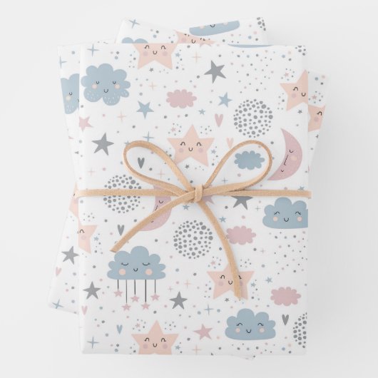 Feuille De Papier Cadeau Clouds Moon Starry Sky Baby shower Anniversaire (En situation)