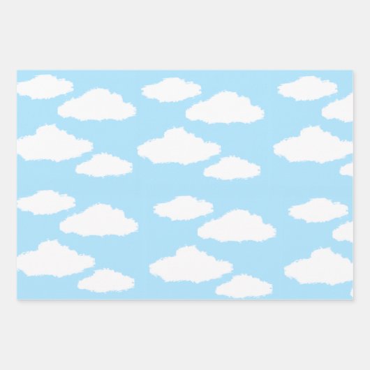 Feuille De Papier Cadeau Clouds Wrapping Paper with Blue Background (Devant 3)