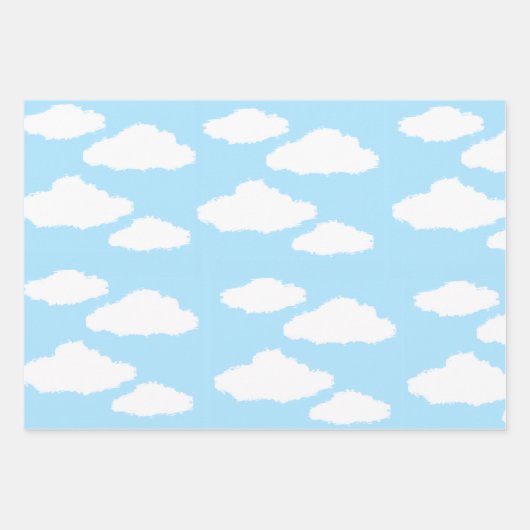 Feuille De Papier Cadeau Clouds Wrapping Paper with Blue Background (Devant 2)