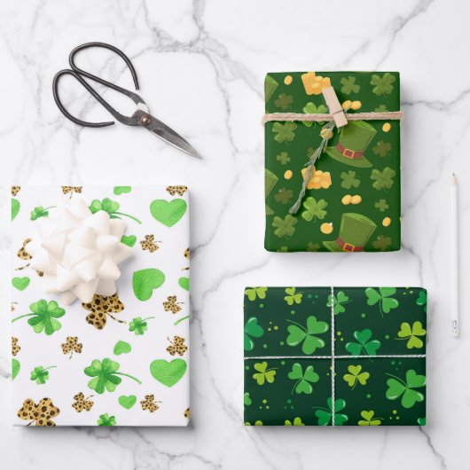Feuille De Papier Cadeau Clover irlandais (Recto)